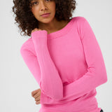 Lizza Knit Pullover - Pink Power-Casual Tops- Hometown Style HTS, women's in store and online boutique located in Ingersoll, Ontario