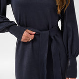 KAregina Knit Belt Dress - Graphite-Casual Dresses- Hometown Style HTS, women's in store and online boutique located in Ingersoll, Ontario