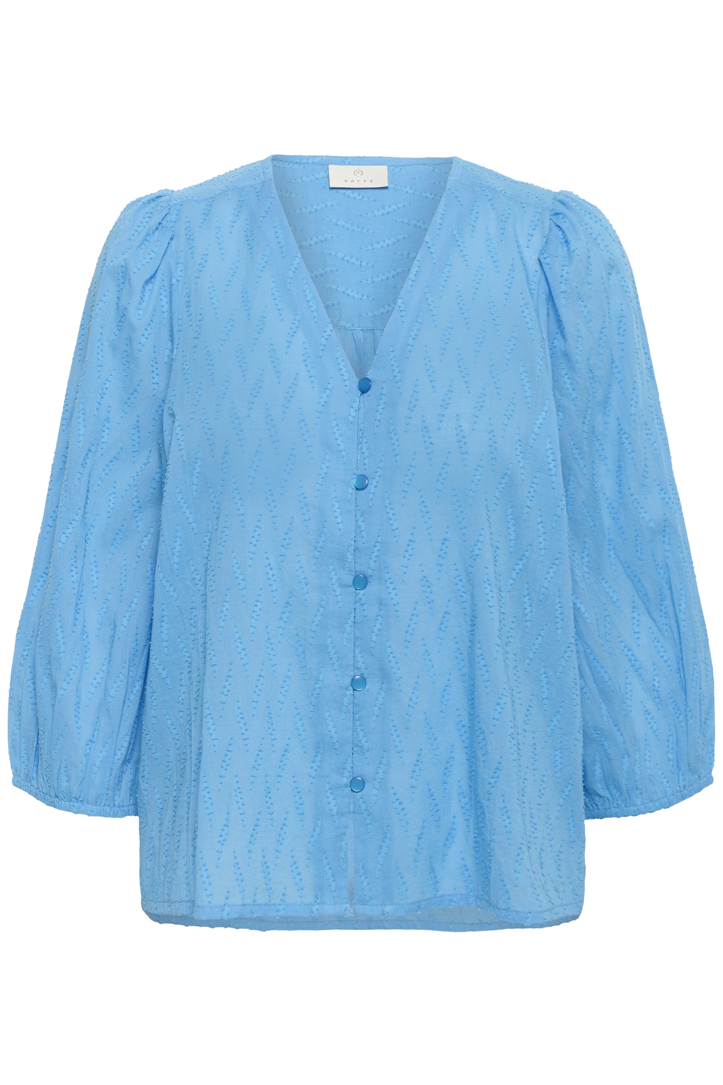 Gabriela V Neck Shirt - Azure Blue-blouse- Hometown Style HTS, women's in store and online boutique located in Ingersoll, Ontario