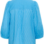 Gabriela V Neck Shirt - Azure Blue-blouse- Hometown Style HTS, women's in store and online boutique located in Ingersoll, Ontario