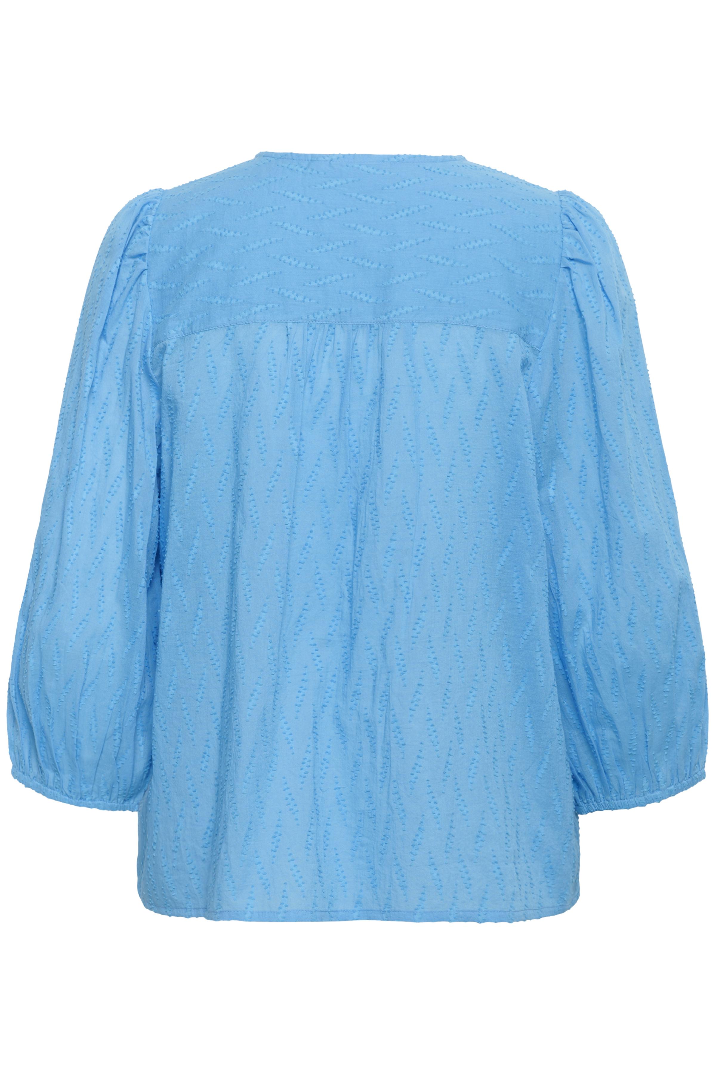 Gabriela V Neck Shirt - Azure Blue-blouse- Hometown Style HTS, women's in store and online boutique located in Ingersoll, Ontario