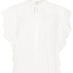 KAfiona Frill Top - White-Blouses- Hometown Style HTS, women's in store and online boutique located in Ingersoll, Ontario