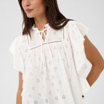 KAfiona Frill Top - White-Blouses- Hometown Style HTS, women's in store and online boutique located in Ingersoll, Ontario