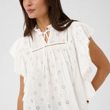 KAfiona Frill Top - White-Blouses- Hometown Style HTS, women's in store and online boutique located in Ingersoll, Ontario