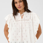KAfiona Frill Top - White-Blouses- Hometown Style HTS, women's in store and online boutique located in Ingersoll, Ontario