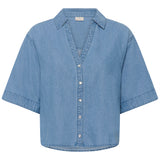 KAjade Denim Shirt - Medium Blue-Casual Tops- Hometown Style HTS, women's in store and online boutique located in Ingersoll, Ontario