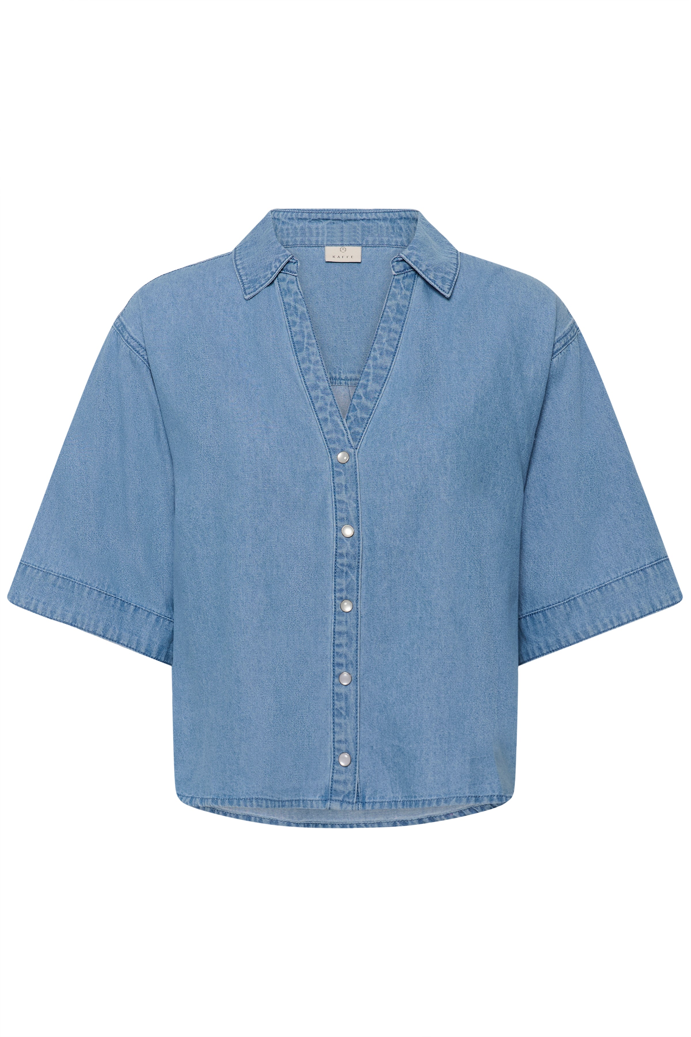 KAjade Denim Shirt - Medium Blue-Casual Tops- Hometown Style HTS, women's in store and online boutique located in Ingersoll, Ontario