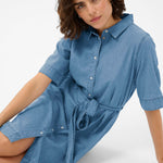 KAjade Denim Dress - Medium Blue-Casual Dresses- Hometown Style HTS, women's in store and online boutique located in Ingersoll, Ontario