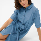 KAjade Denim Dress - Medium Blue-Casual Dresses- Hometown Style HTS, women's in store and online boutique located in Ingersoll, Ontario