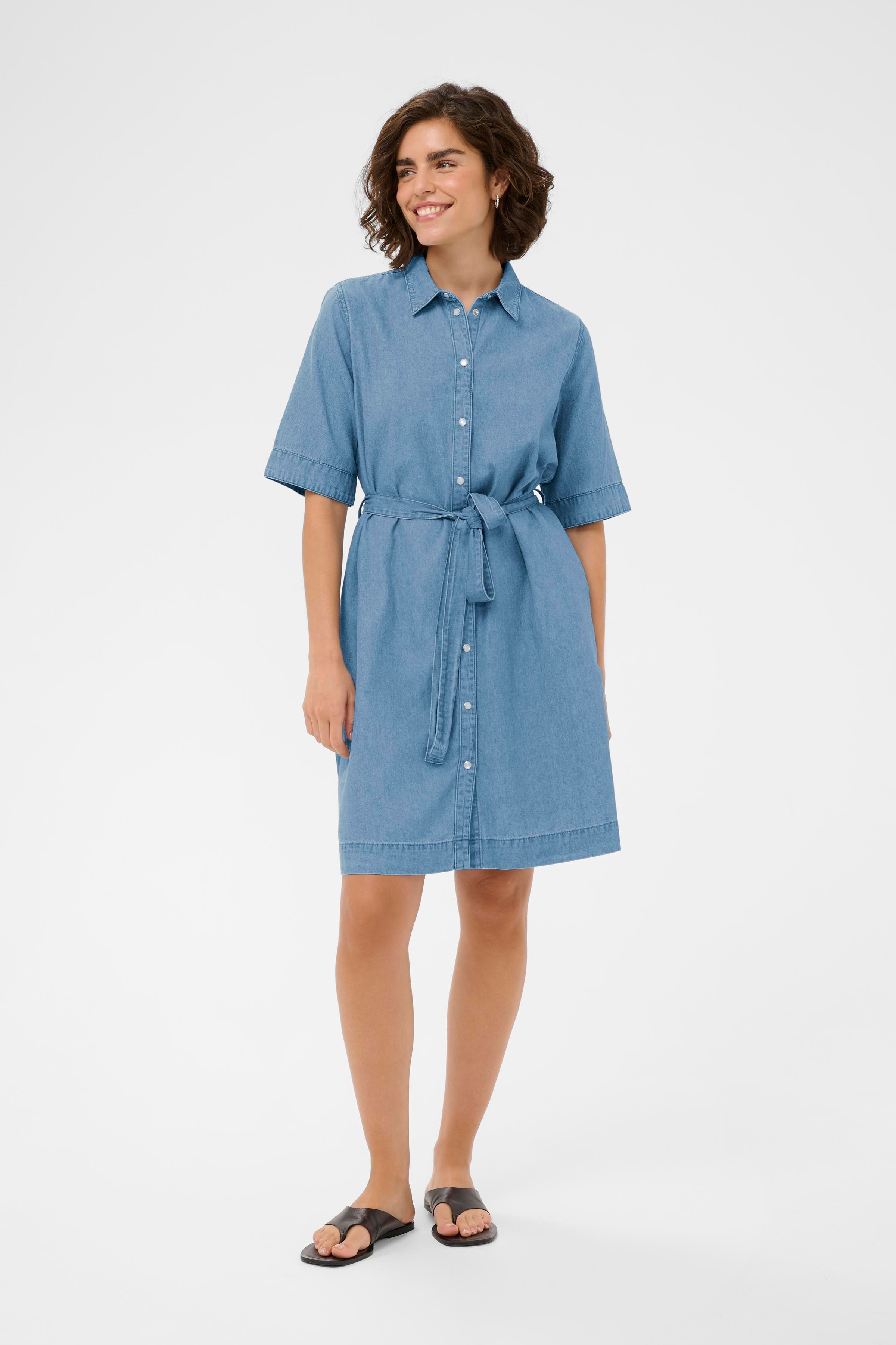 KAjade Denim Dress - Medium Blue-Casual Dresses- Hometown Style HTS, women's in store and online boutique located in Ingersoll, Ontario