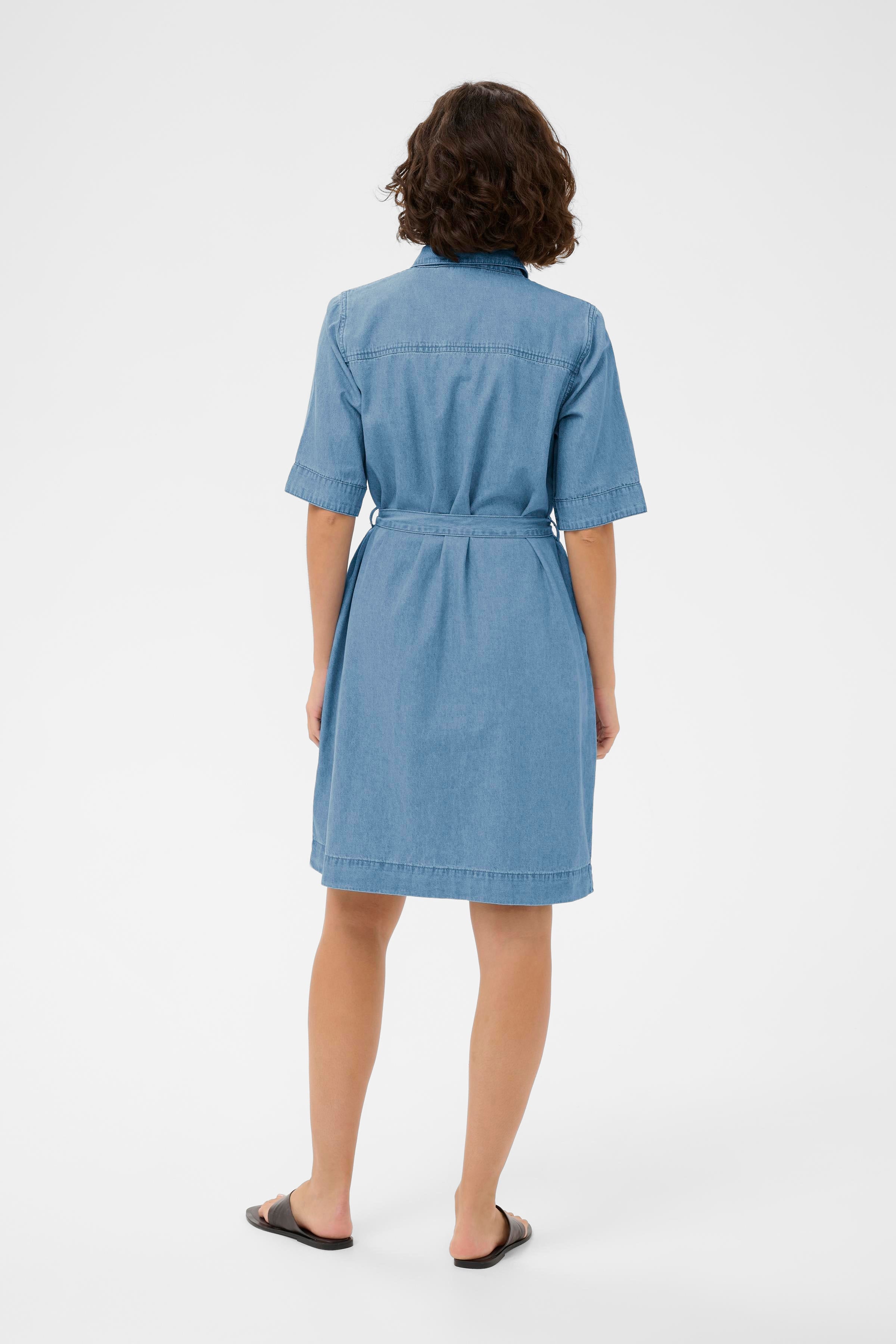 KAjade Denim Dress - Medium Blue-Casual Dresses- Hometown Style HTS, women's in store and online boutique located in Ingersoll, Ontario