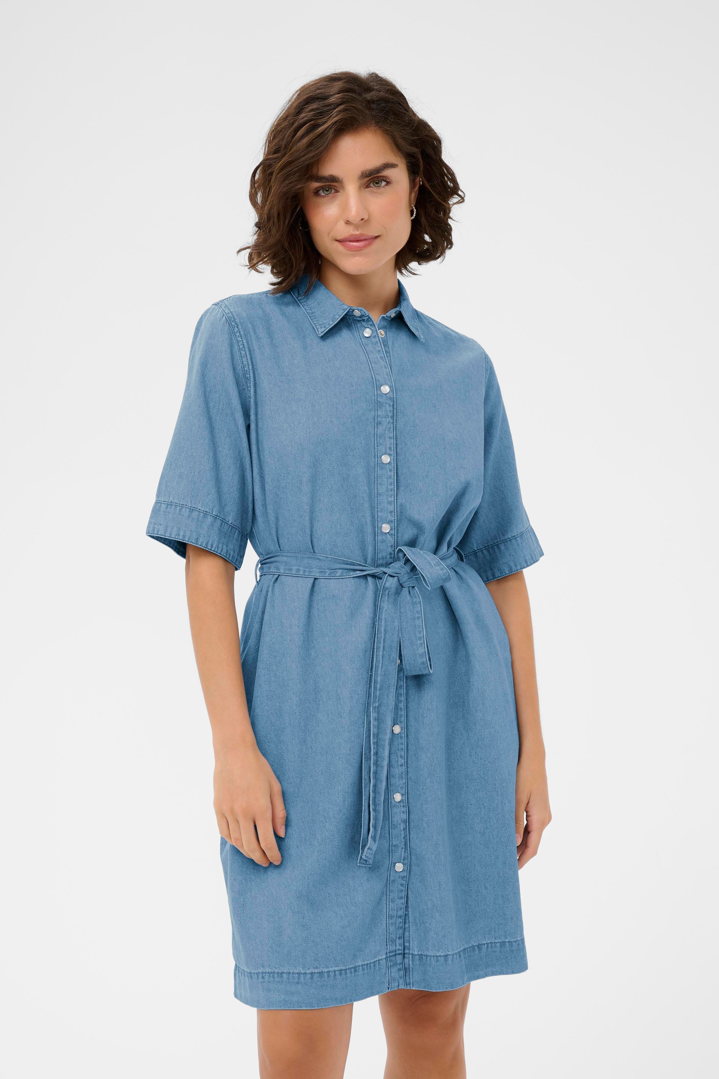 KAjade Denim Dress - Medium Blue-Casual Dresses- Hometown Style HTS, women's in store and online boutique located in Ingersoll, Ontario