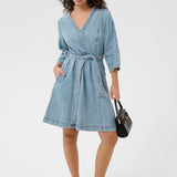 KAjordi Denim Dress - Light Blue Wash-Casual Dresses- Hometown Style HTS, women's in store and online boutique located in Ingersoll, Ontario