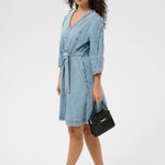 KAjordi Denim Dress - Light Blue Wash-Casual Dresses- Hometown Style HTS, women's in store and online boutique located in Ingersoll, Ontario