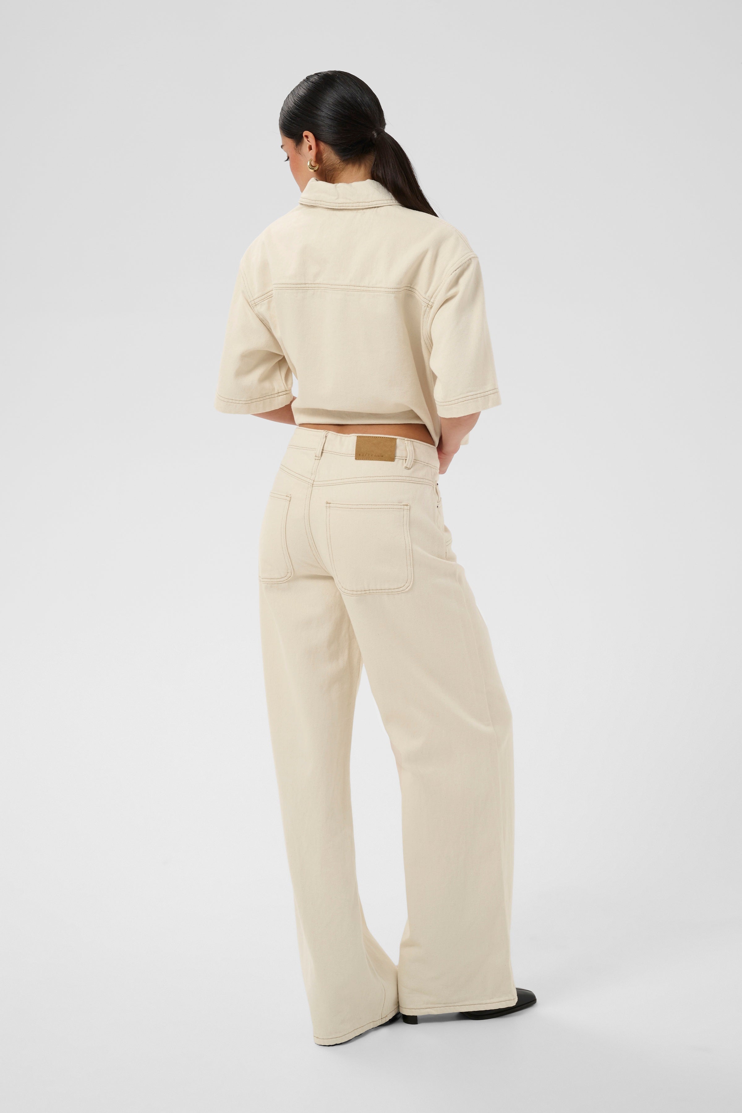 KAcatharina Hight Waisted Jeans - Off White-Bottoms- Hometown Style HTS, women's in store and online boutique located in Ingersoll, Ontario