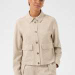 KAomila Shirt Jacket - Feather Grey-Coat & Jackets- Hometown Style HTS, women's in store and online boutique located in Ingersoll, Ontario