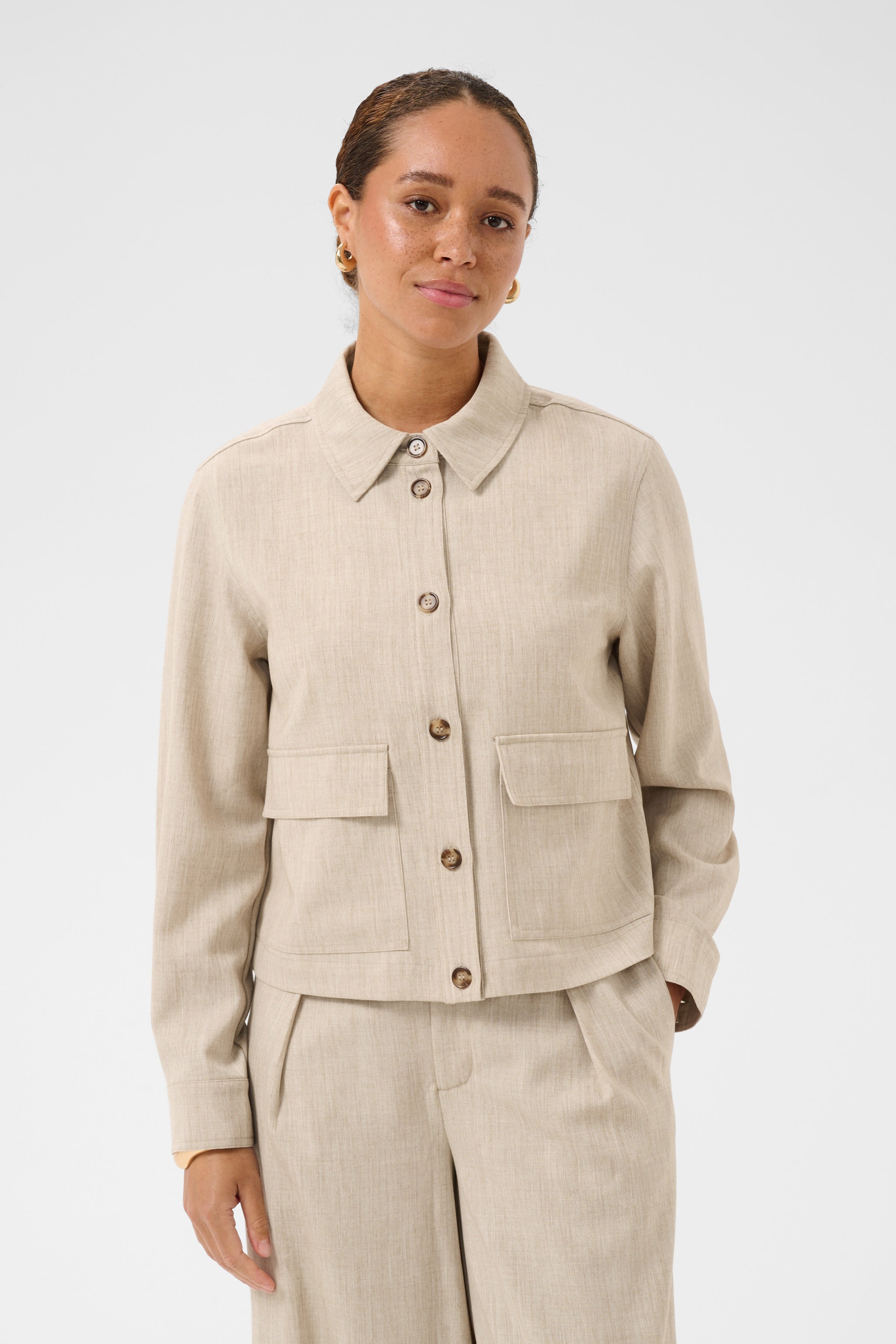 KAomila Shirt Jacket - Feather Grey-Coat & Jackets- Hometown Style HTS, women's in store and online boutique located in Ingersoll, Ontario