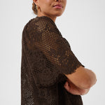 Kacornelia Lace Blouse - Chocolate Bean-Blouses- Hometown Style HTS, women's in store and online boutique located in Ingersoll, Ontario