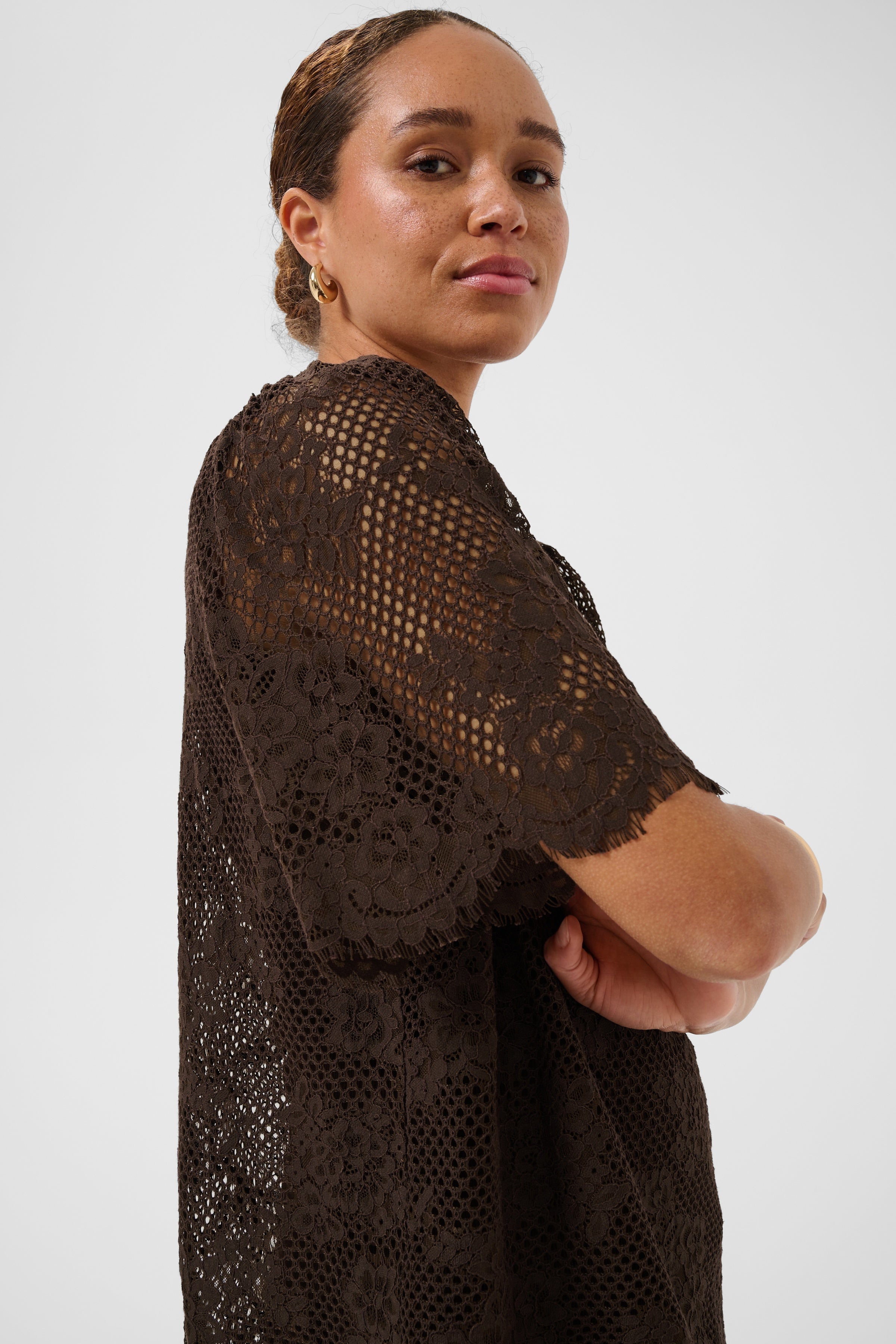 Kacornelia Lace Blouse - Chocolate Bean-Blouses- Hometown Style HTS, women's in store and online boutique located in Ingersoll, Ontario