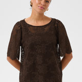 Kacornelia Lace Blouse - Chocolate Bean-Blouses- Hometown Style HTS, women's in store and online boutique located in Ingersoll, Ontario