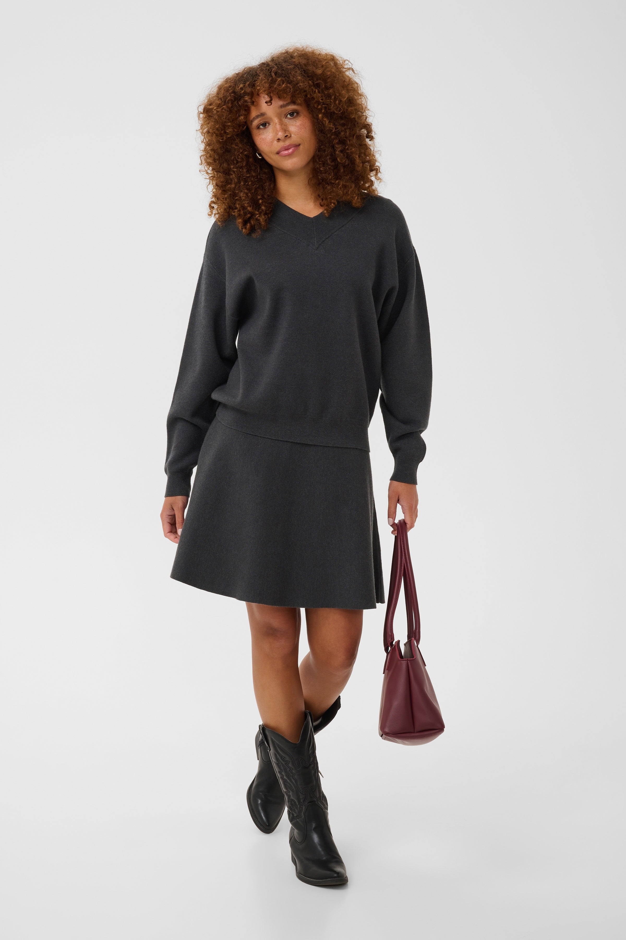 KAloana Knit Skirt - Dark Grey-Bottoms- Hometown Style HTS, women's in store and online boutique located in Ingersoll, Ontario