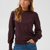 KALizza Round Neck Pullover Buttons - Fudge-Casual Tops- Hometown Style HTS, women's in store and online boutique located in Ingersoll, Ontario