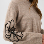 KAerin Embroidery Pullover - Desert Taupe-Sweaters and Cardigans- Hometown Style HTS, women's in store and online boutique located in Ingersoll, Ontario