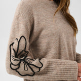 KAerin Embroidery Pullover - Desert Taupe-Sweaters and Cardigans- Hometown Style HTS, women's in store and online boutique located in Ingersoll, Ontario