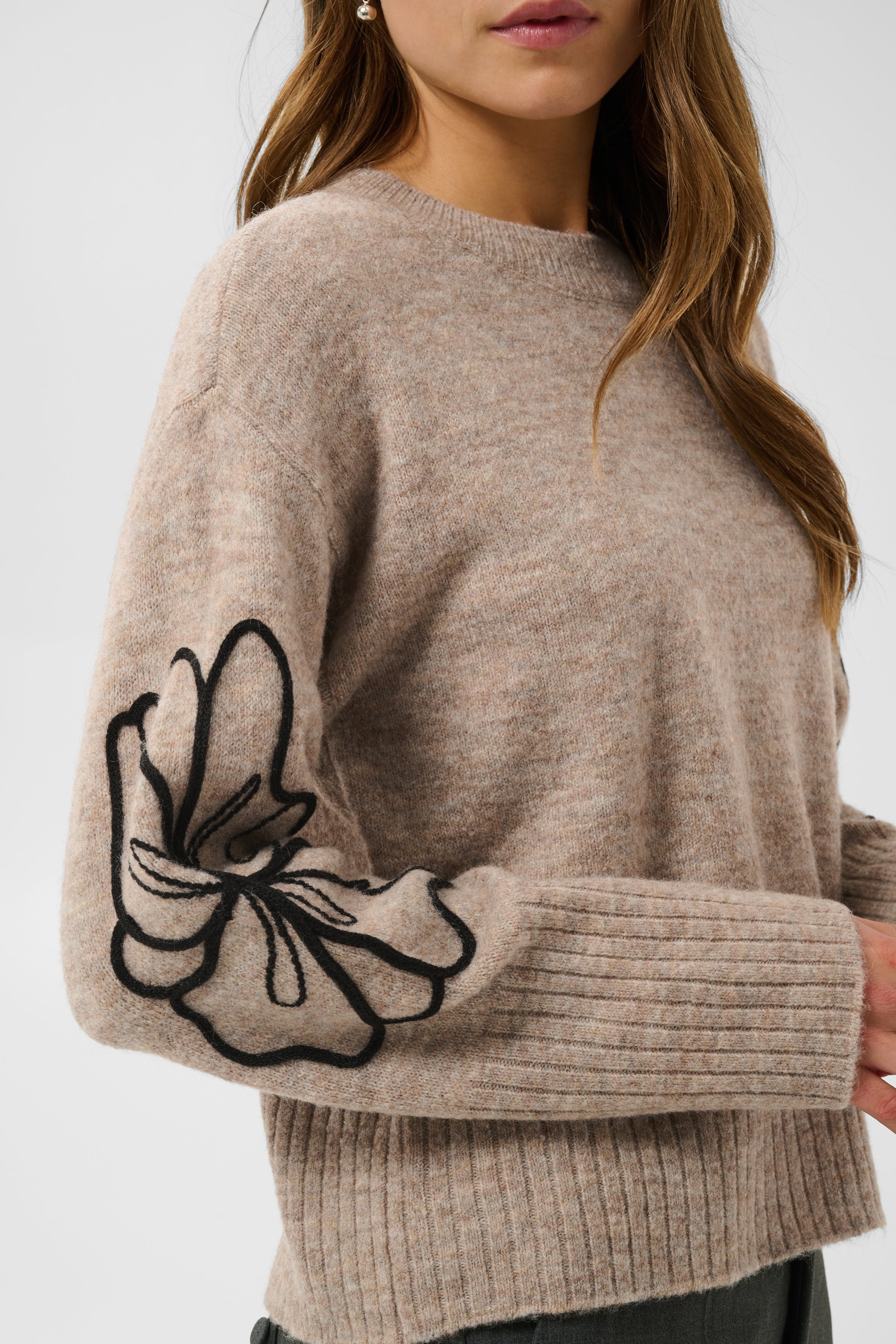 KAerin Embroidery Pullover - Desert Taupe-Sweaters and Cardigans- Hometown Style HTS, women's in store and online boutique located in Ingersoll, Ontario