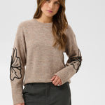 KAerin Embroidery Pullover - Desert Taupe-Sweaters and Cardigans- Hometown Style HTS, women's in store and online boutique located in Ingersoll, Ontario