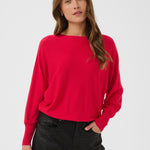 Lizza Batwing Pullover - Crimson-Casual Tops- Hometown Style HTS, women's in store and online boutique located in Ingersoll, Ontario