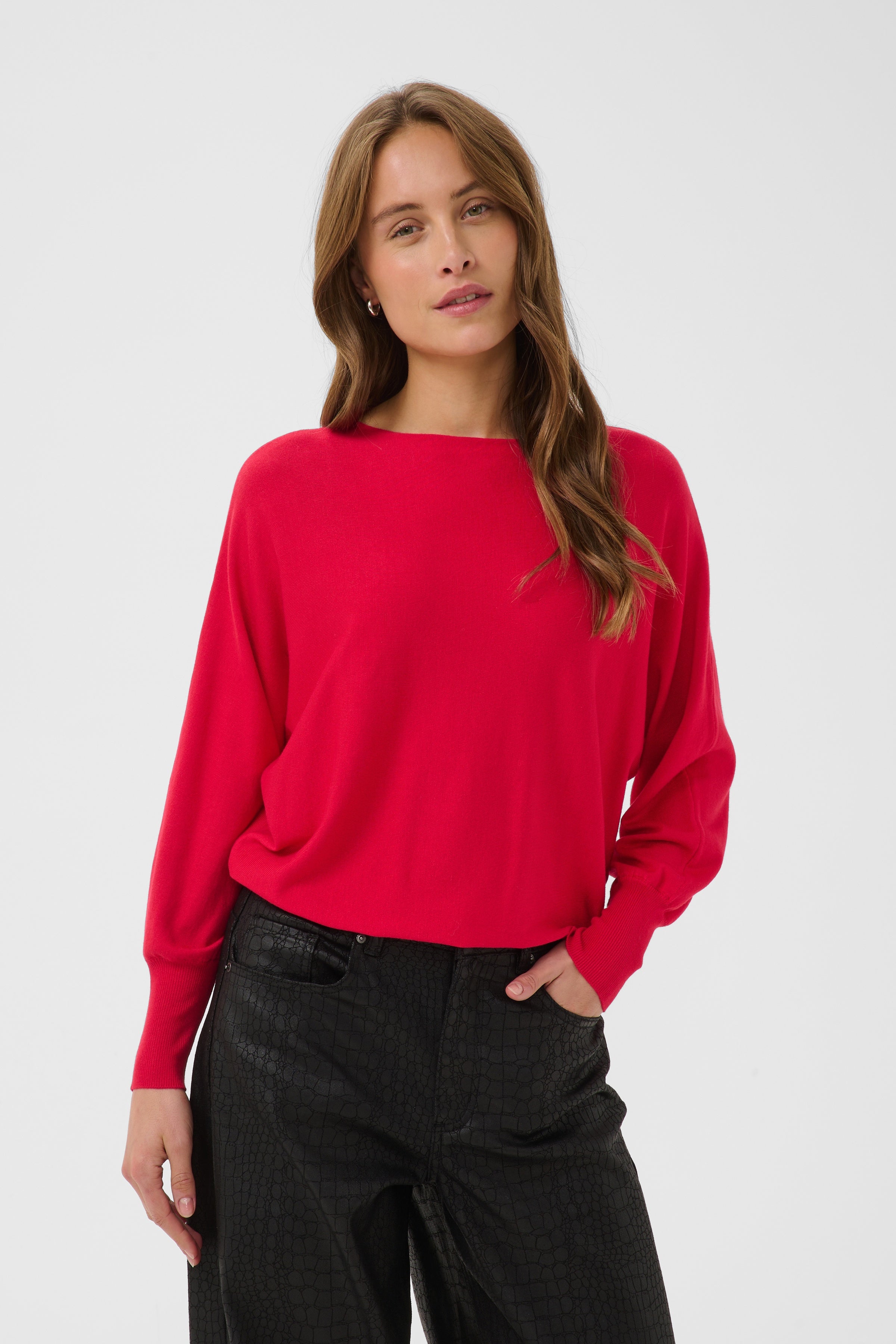 Lizza Batwing Pullover - Crimson-Casual Tops- Hometown Style HTS, women's in store and online boutique located in Ingersoll, Ontario