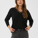 Lizza Lace Pullover - Black-Casual Tops- Hometown Style HTS, women's in store and online boutique located in Ingersoll, Ontario