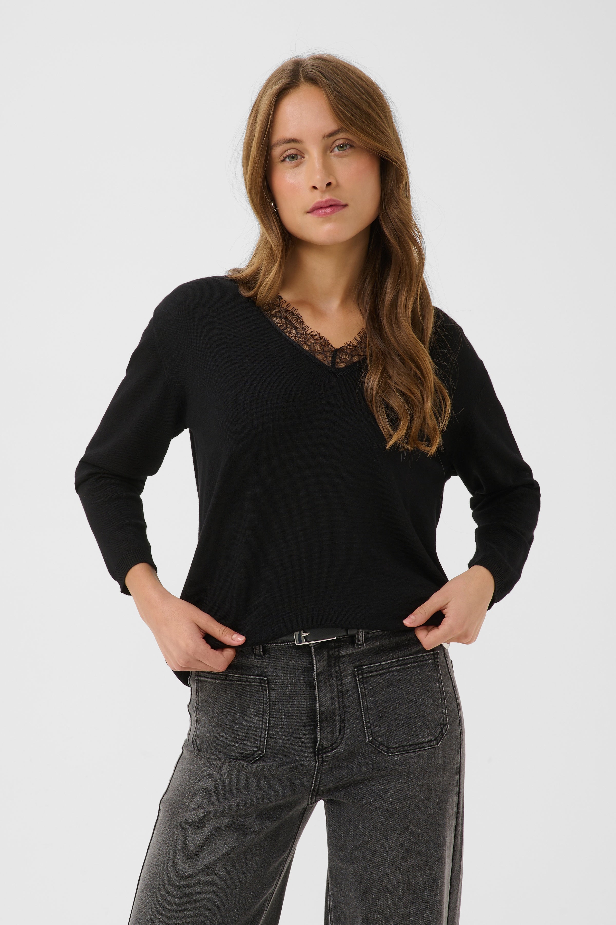 Lizza Lace Pullover - Black-Casual Tops- Hometown Style HTS, women's in store and online boutique located in Ingersoll, Ontario