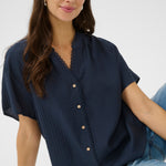 CRLori Lace Shirt - Navy-Casual Tops- Hometown Style HTS, women's in store and online boutique located in Ingersoll, Ontario