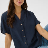 CRLori Lace Shirt - Navy-Casual Tops- Hometown Style HTS, women's in store and online boutique located in Ingersoll, Ontario