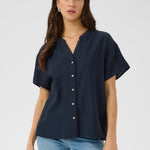 CRLori Lace Shirt - Navy-Casual Tops- Hometown Style HTS, women's in store and online boutique located in Ingersoll, Ontario