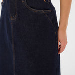 CRDenaya Denim Skirt - Dark Blue-skirt- Hometown Style HTS, women's in store and online boutique located in Ingersoll, Ontario