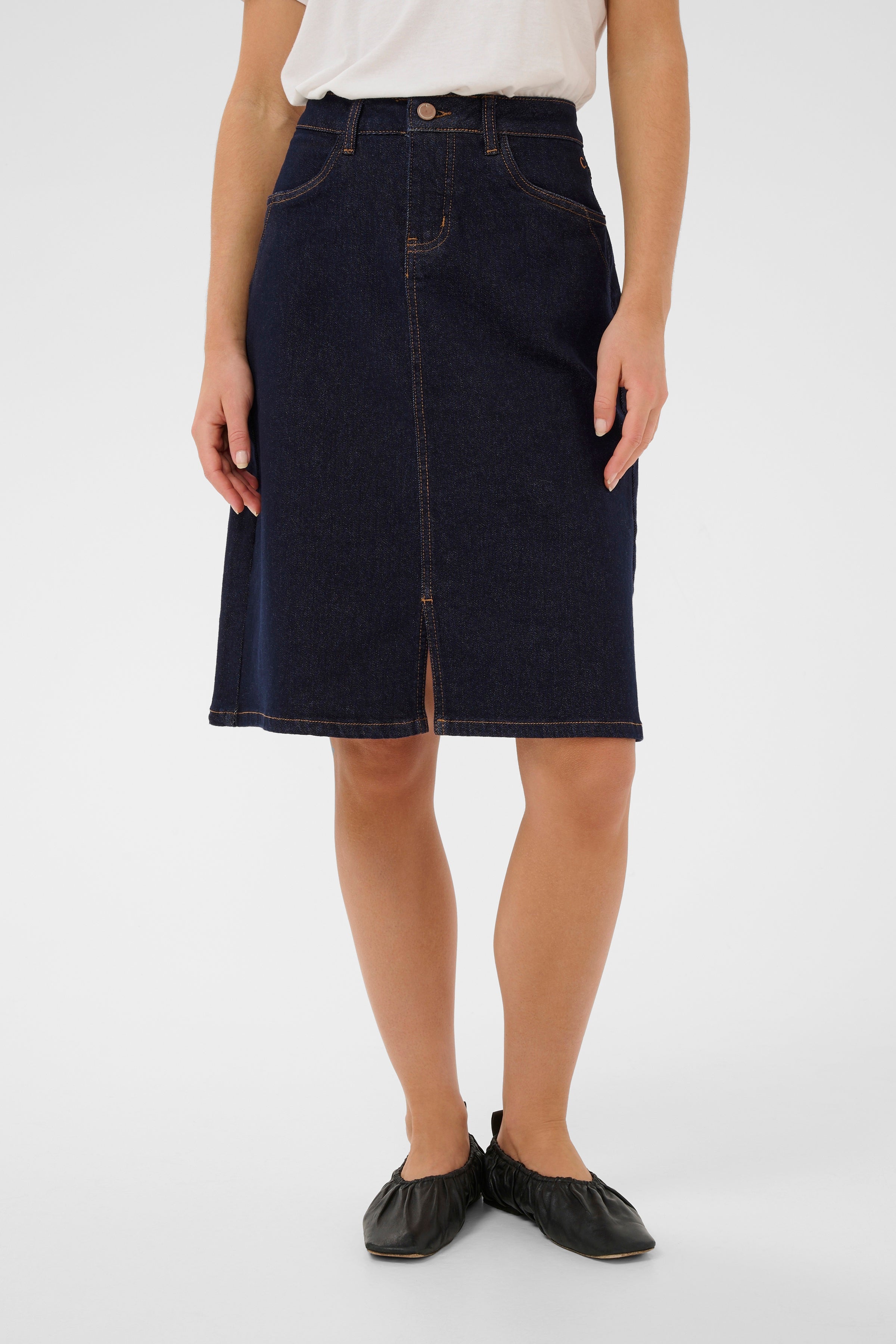 CRDenaya Denim Skirt - Dark Blue-skirt- Hometown Style HTS, women's in store and online boutique located in Ingersoll, Ontario
