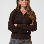 CRSiffe Zipper Pullover - Java-Sweaters and Cardigans- Hometown Style HTS, women's in store and online boutique located in Ingersoll, Ontario