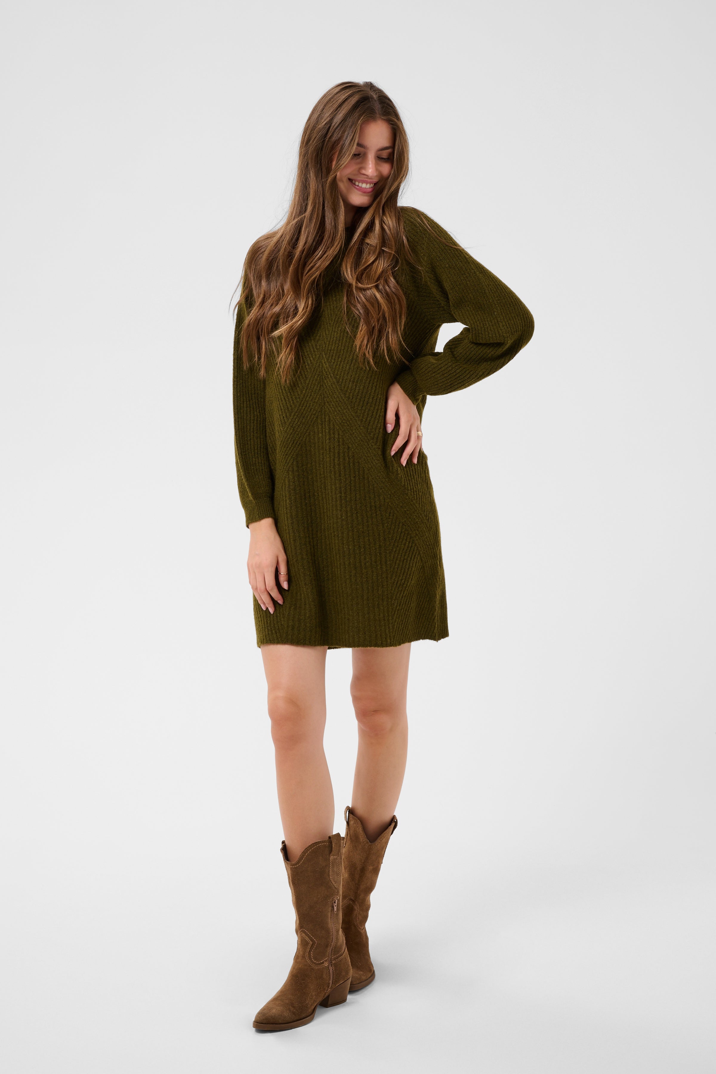 CRNanette Knit Dress - Military Olive-Casual Dresses- Hometown Style HTS, women's in store and online boutique located in Ingersoll, Ontario