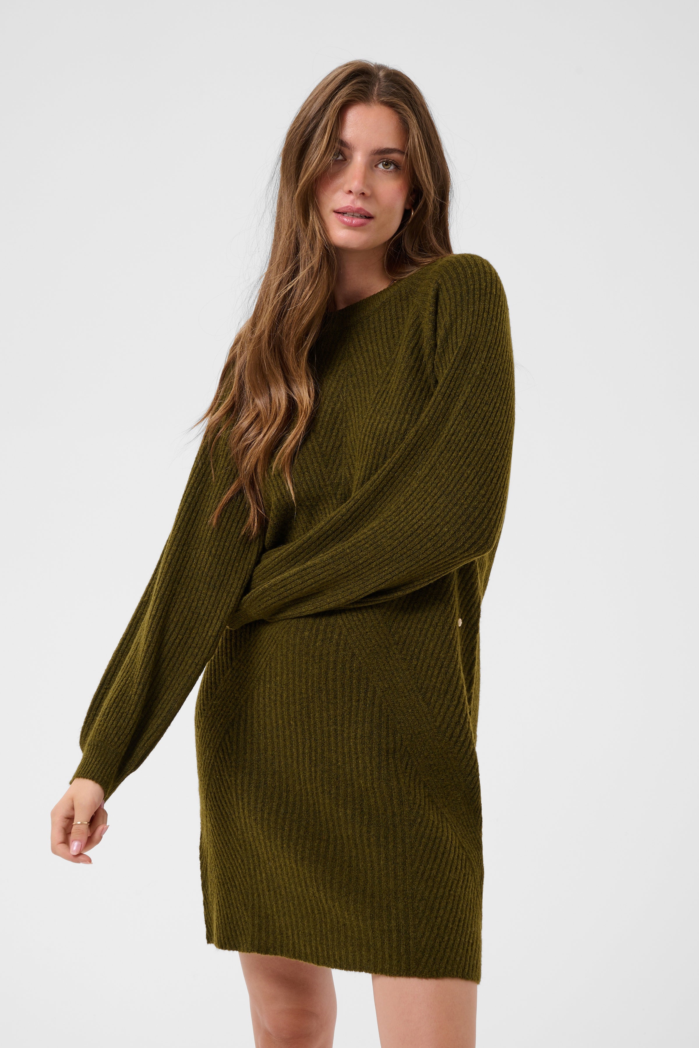 CRNanette Knit Dress - Military Olive-Casual Dresses- Hometown Style HTS, women's in store and online boutique located in Ingersoll, Ontario