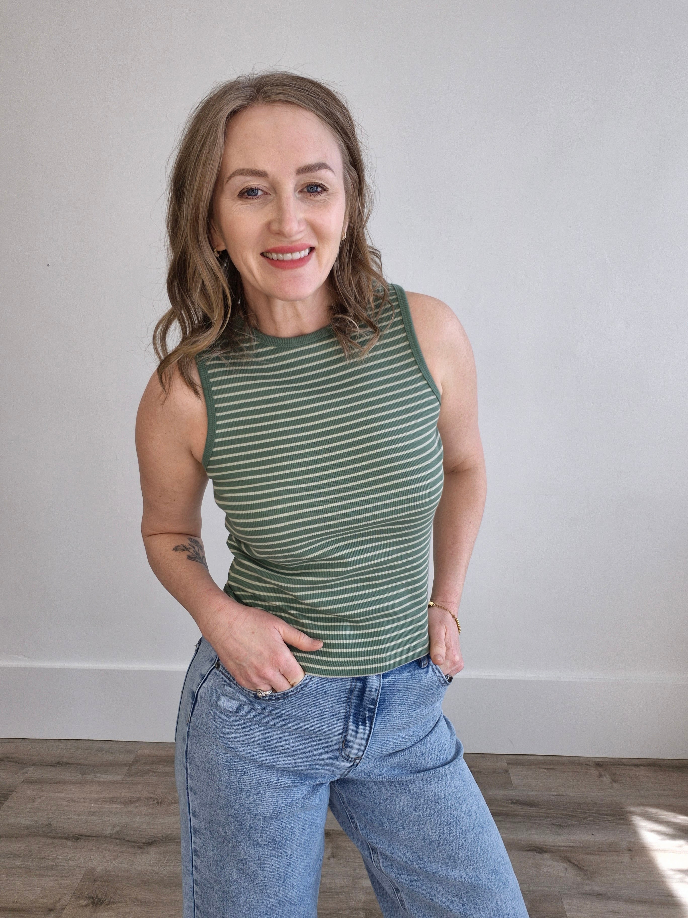 Casual Tank Top - Green-Casual Tops- Hometown Style HTS, women's in store and online boutique located in Ingersoll, Ontario