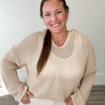 Open Knit Sweater - Taupe-Sweater- Hometown Style HTS, women's in store and online boutique located in Ingersoll, Ontario