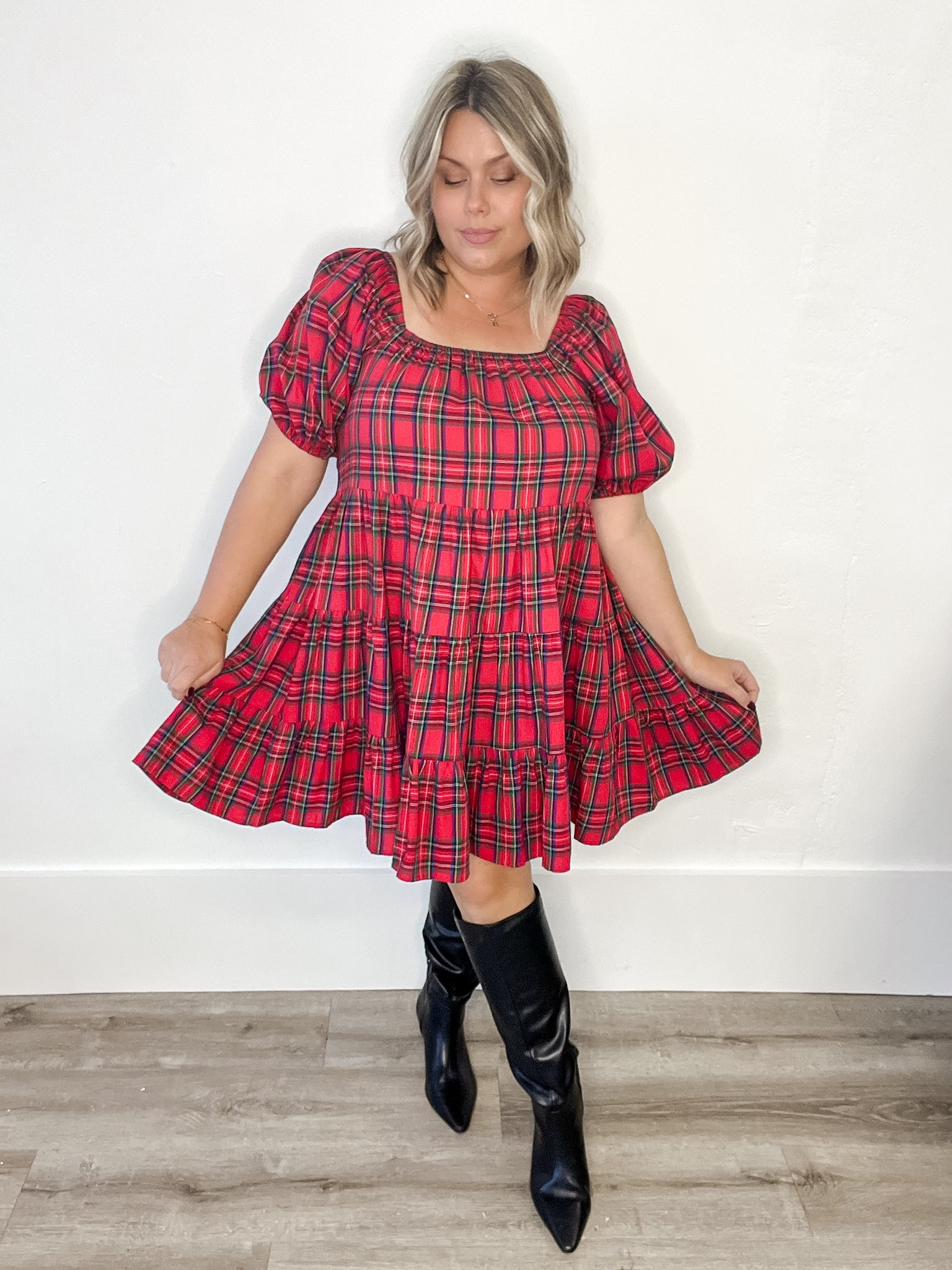 Holiday Dress - Red-Special Occasion Dresses- Hometown Style HTS, women's in store and online boutique located in Ingersoll, Ontario