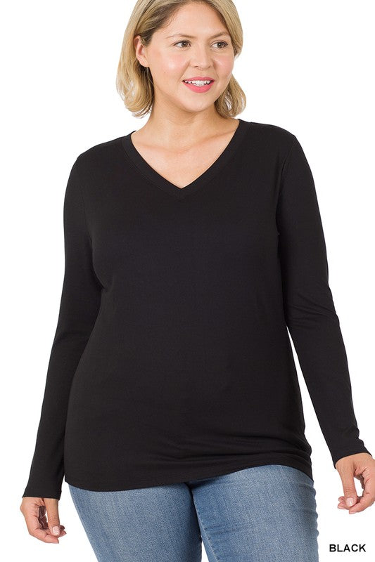 Long Sleeve V Neck - Black - EX-long Sleeve- Hometown Style HTS, women's in store and online boutique located in Ingersoll, Ontario