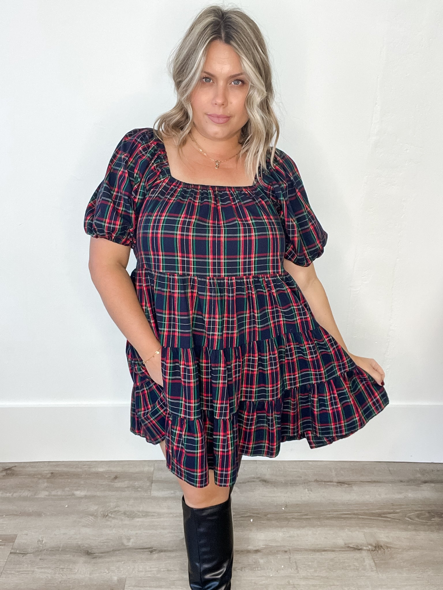 Holiday Dress - Navy-Special Occasion Dresses- Hometown Style HTS, women's in store and online boutique located in Ingersoll, Ontario