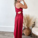 One Shoulder Pleated Dress - Wine-Dress- Hometown Style HTS, women's in store and online boutique located in Ingersoll, Ontario