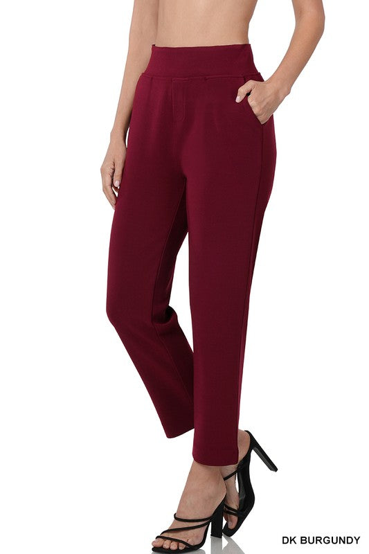 Pull on Dress Pants - Burgundy-Pants- Hometown Style HTS, women's in store and online boutique located in Ingersoll, Ontario