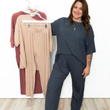 Pleated Tee & Pants - Charcoal-set- Hometown Style HTS, women's in store and online boutique located in Ingersoll, Ontario